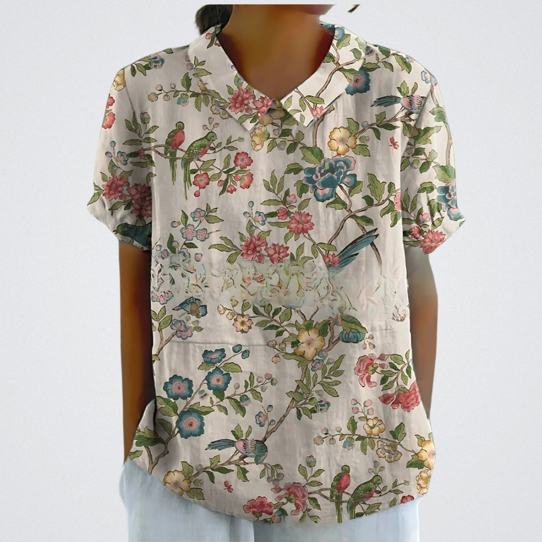 Lina™ | Blouse Florale en Lin