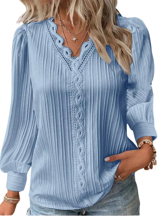 Emma™ | Blouse en Chiffon avec Détails en Dentelle - Montela